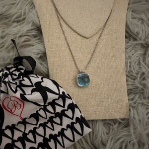 Brighton Silver Meridian collection Necklace with Aqua Blue Pendant